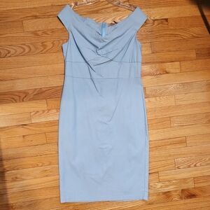 Sexy Fitted Baby Blue Retro Pin-Up Dress by Belle Poque